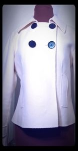 White Merino Wool Peacoat blazer